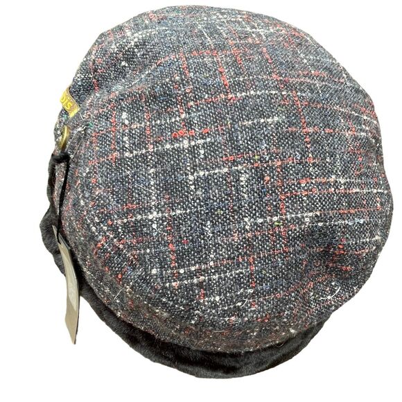 Nobis Plaid Tweed Trapper Hat Cap Faux Fur Ear Flaps Gray Red Winter Warm NWT - Picture 12 of 16
